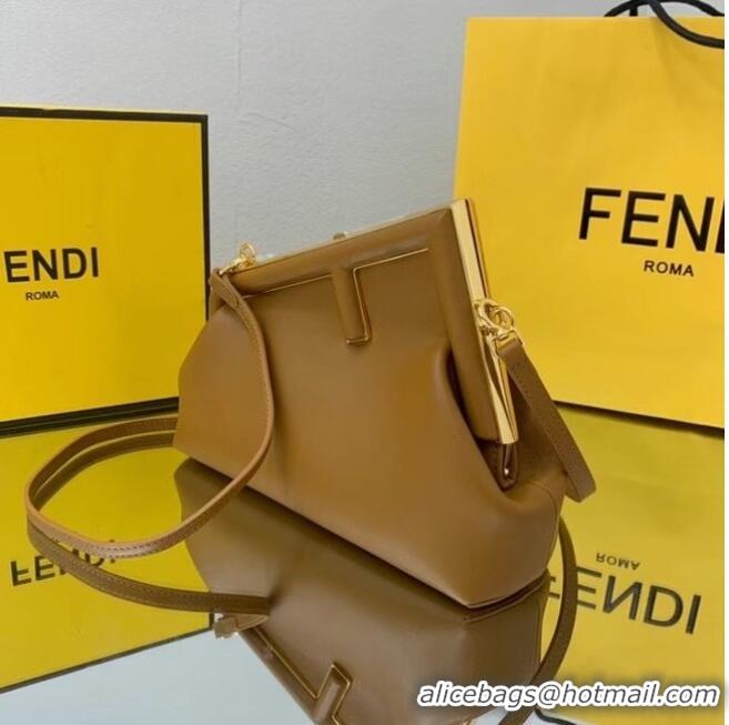 Luxury Discount FENDI FIRST SMALL caramel leather bag 8BP129A