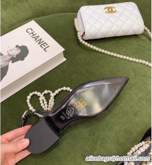 Charming Chanel Lambskin Slingbacks With Imitation Pearls G37534 Black