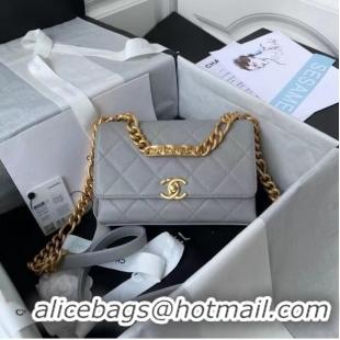 Shop Classic Chanel Flap Shoulder Bag Original leather AS2711 grey