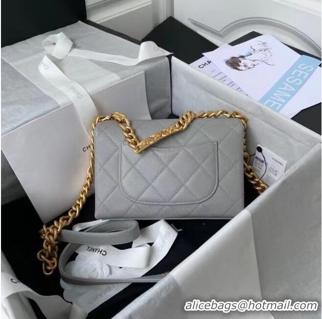 Shop Classic Chanel Flap Shoulder Bag Original leather AS2711 grey