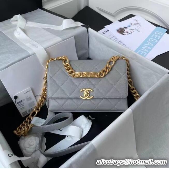 Shop Classic Chanel Flap Shoulder Bag Original leather AS2711 grey