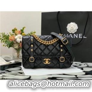 Low Price Chanel FLAP BAG Aged Calfskin & Gold-Tone Metal AS2696 Black