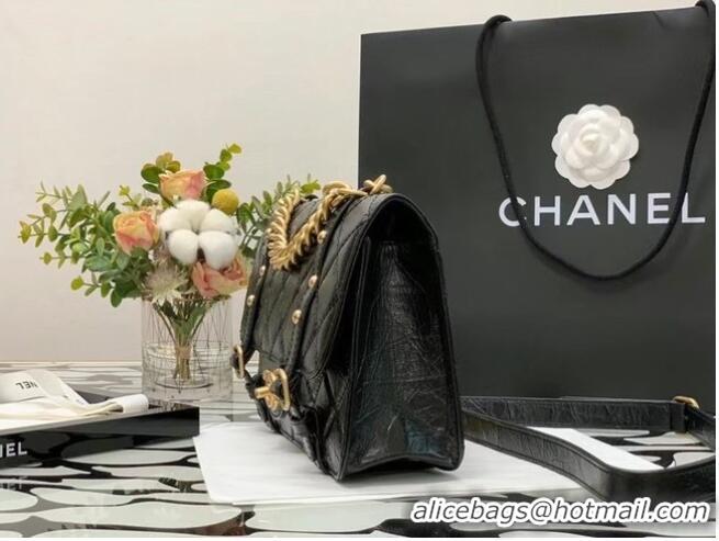 Low Price Chanel FLAP BAG Aged Calfskin & Gold-Tone Metal AS2696 Black