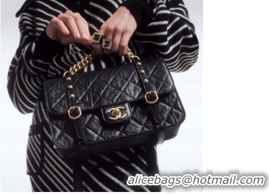 Low Price Chanel FLAP BAG Aged Calfskin & Gold-Tone Metal AS2696 Black