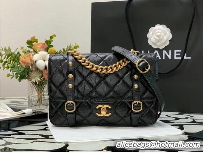 Low Price Chanel FLAP BAG Aged Calfskin & Gold-Tone Metal AS2696 Black