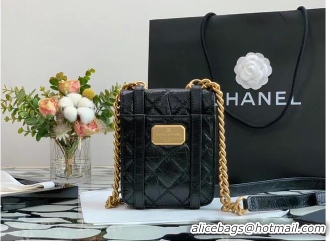 Luxury Classic Chanel FLAP BAG Aged Calfskin & Gold-Tone Metal AS2695 Black