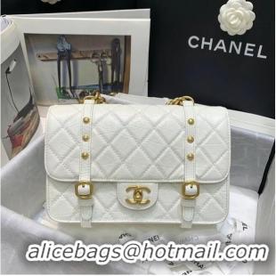 Hot Sell Cheap Chanel FLAP BAG Aged Calfskin & Gold-Tone Metal AS2696 white