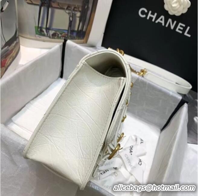 Hot Sell Cheap Chanel FLAP BAG Aged Calfskin & Gold-Tone Metal AS2696 white