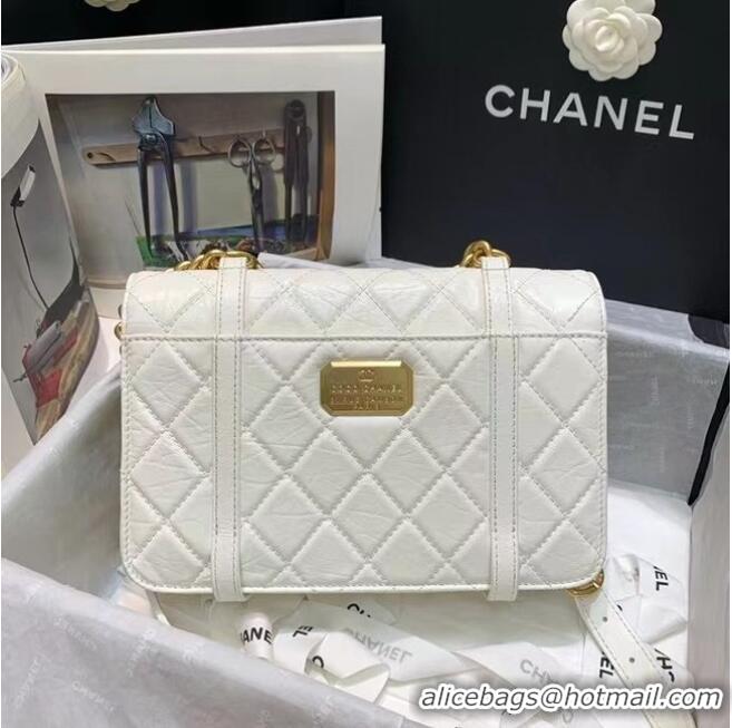 Hot Sell Cheap Chanel FLAP BAG Aged Calfskin & Gold-Tone Metal AS2696 white