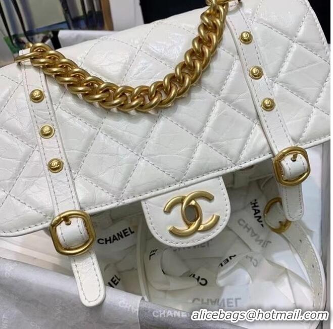 Hot Sell Cheap Chanel FLAP BAG Aged Calfskin & Gold-Tone Metal AS2696 white