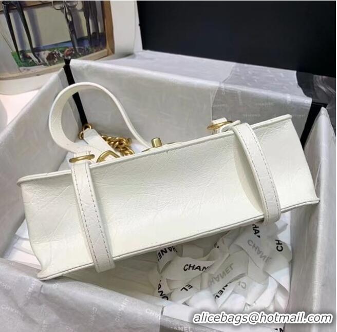 Hot Sell Cheap Chanel FLAP BAG Aged Calfskin & Gold-Tone Metal AS2696 white