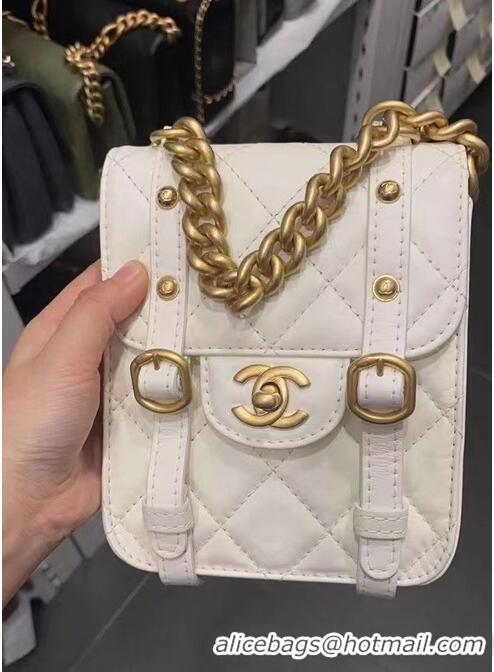 Hot Sell Cheap Chanel FLAP BAG Aged Calfskin & Gold-Tone Metal AS2696 white