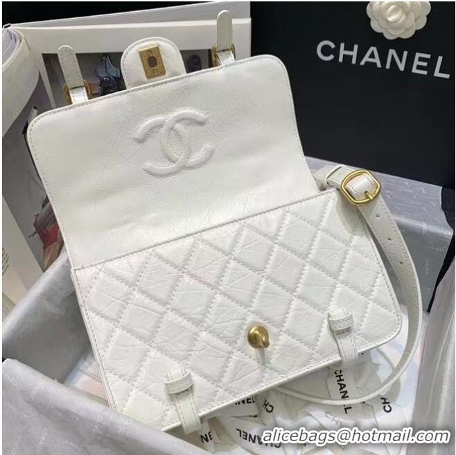 Hot Sell Cheap Chanel FLAP BAG Aged Calfskin & Gold-Tone Metal AS2696 white