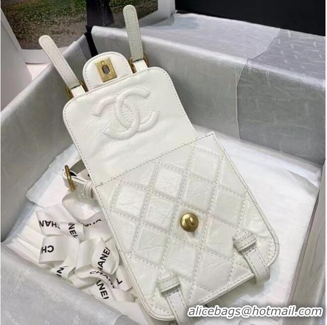 Spot Bulk Chanel FLAP BAG Aged Calfskin & Gold-Tone Metal AS2695 white