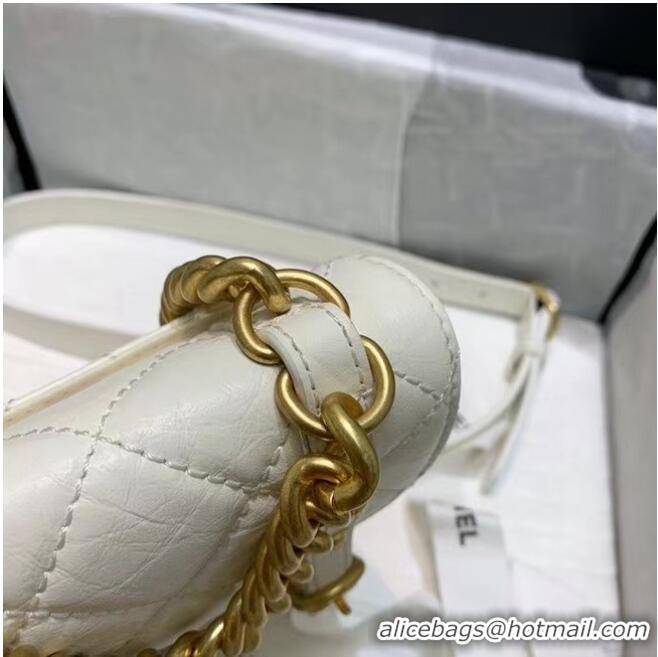 Spot Bulk Chanel FLAP BAG Aged Calfskin & Gold-Tone Metal AS2695 white