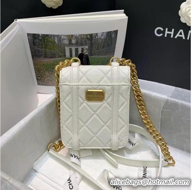 Spot Bulk Chanel FLAP BAG Aged Calfskin & Gold-Tone Metal AS2695 white