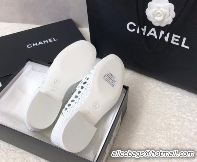 Well Crafted Chanel Shiny Braided Mesh Calfskin Loafers G37403 White 2021