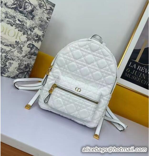 Top Quality SMALL DIOR BACKPACK Cannage Lambskin M9222U WHITE