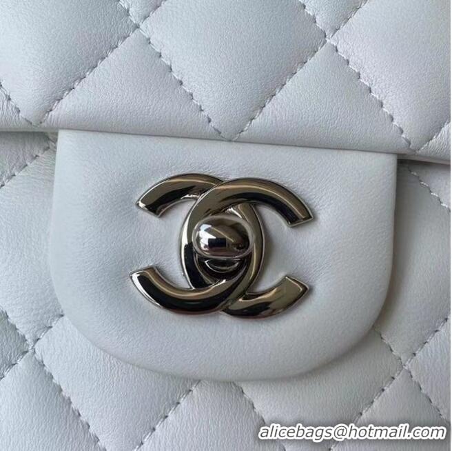 Popular Style Chanel classic handbag Lambskin & silver Metal A01112 white