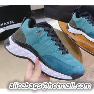 Good Product Chanel Nylon and Suede Sneakers G38035 Blue 2021