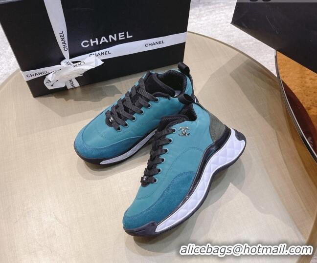 Good Product Chanel Nylon and Suede Sneakers G38035 Blue 2021