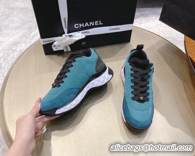 Good Product Chanel Nylon and Suede Sneakers G38035 Blue 2021