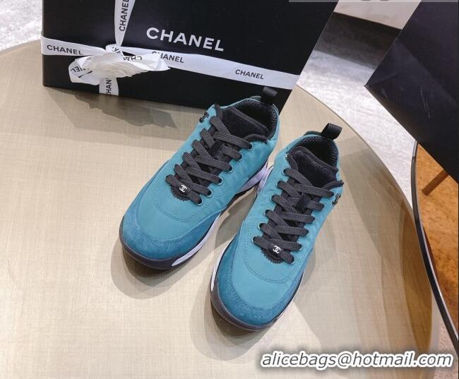 Good Product Chanel Nylon and Suede Sneakers G38035 Blue 2021