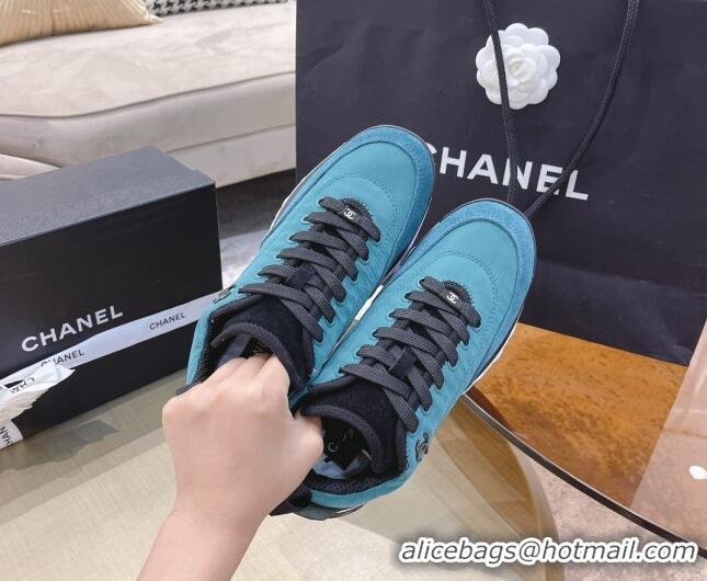 Good Product Chanel Nylon and Suede Sneakers G38035 Blue 2021