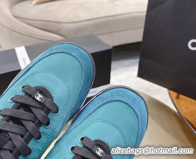 Good Product Chanel Nylon and Suede Sneakers G38035 Blue 2021