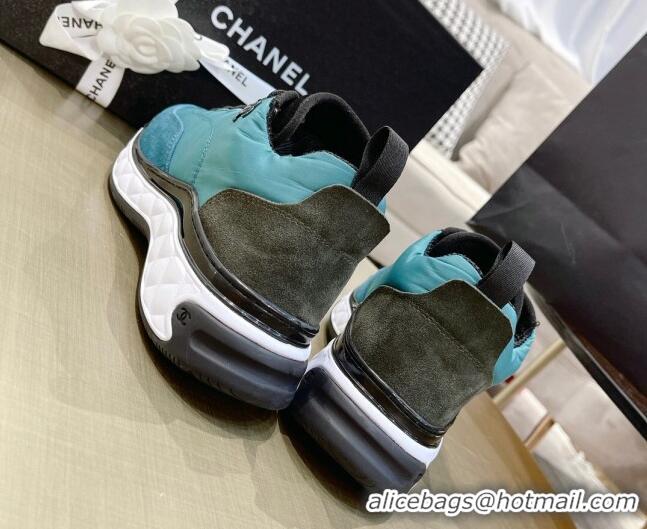 Good Product Chanel Nylon and Suede Sneakers G38035 Blue 2021