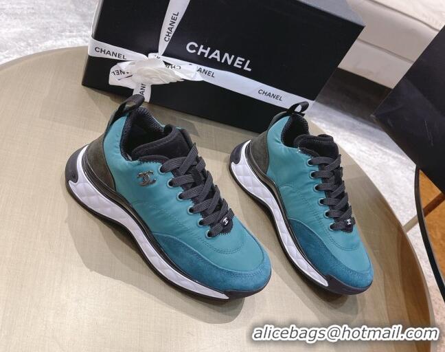 Good Product Chanel Nylon and Suede Sneakers G38035 Blue 2021