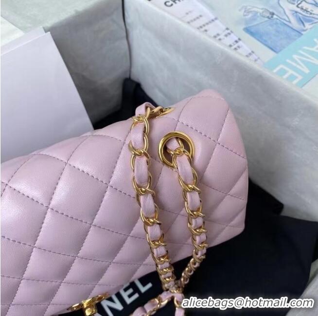 Stylish Inexpensive Chanel classic handbag Lambskin & gold Metal A01112 pink