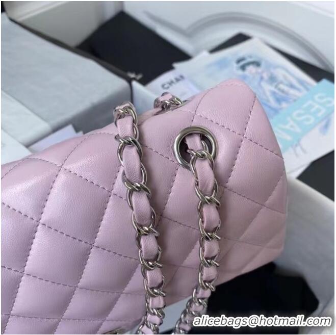 Discount Chanel classic handbag Lambskin & silver Metal A01112 pink