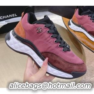 Top Design Chanel Nylon and Suede Sneakers G38035 Red 2021