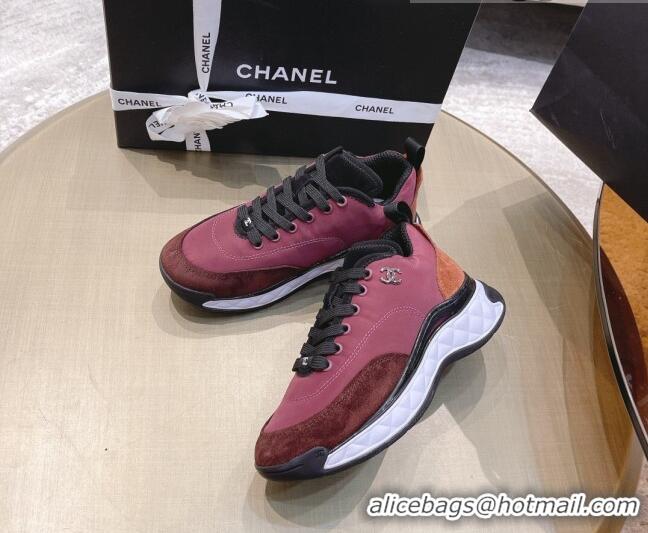 Top Design Chanel Nylon and Suede Sneakers G38035 Red 2021