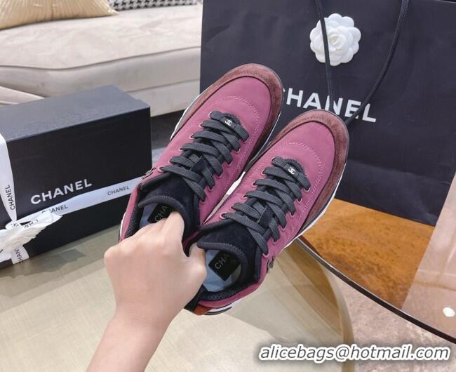 Top Design Chanel Nylon and Suede Sneakers G38035 Red 2021