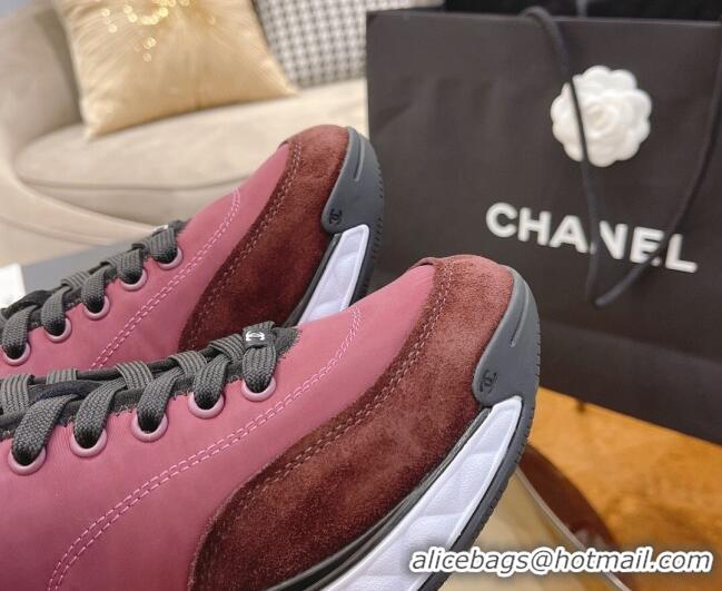 Top Design Chanel Nylon and Suede Sneakers G38035 Red 2021