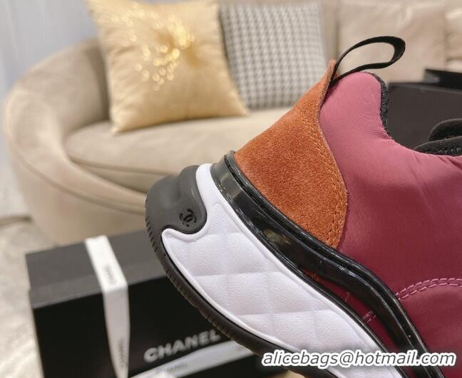 Top Design Chanel Nylon and Suede Sneakers G38035 Red 2021