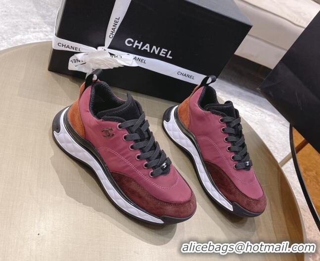 Top Design Chanel Nylon and Suede Sneakers G38035 Red 2021