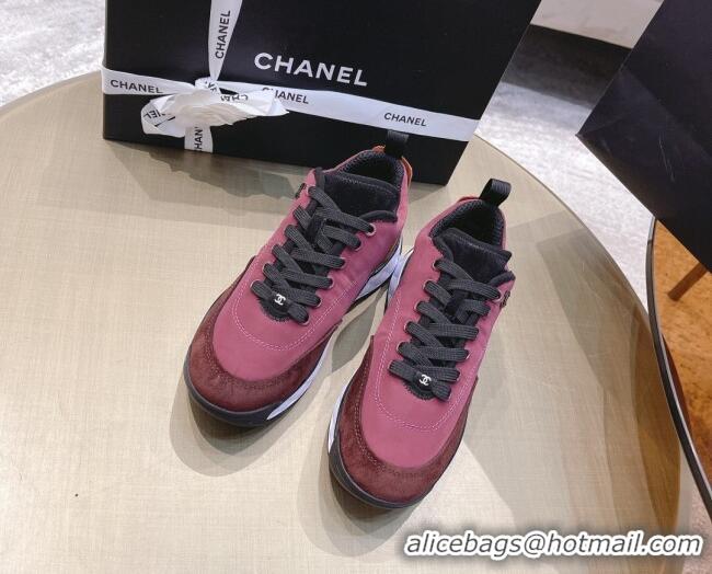 Top Design Chanel Nylon and Suede Sneakers G38035 Red 2021