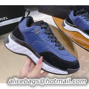 Best Design Chanel Nylon and Suede Sneakers G38035 Navy Blue 2021