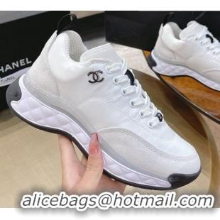 Best Luxury Chanel Nylon and Suede Sneakers G38035 White 2021