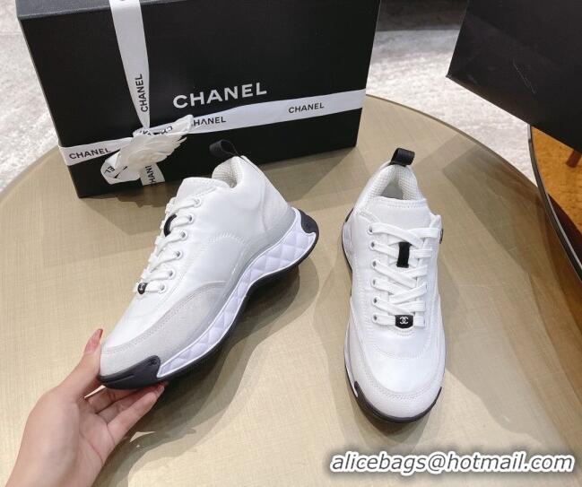 Best Luxury Chanel Nylon and Suede Sneakers G38035 White 2021