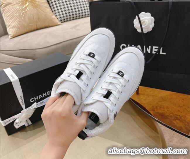 Best Luxury Chanel Nylon and Suede Sneakers G38035 White 2021