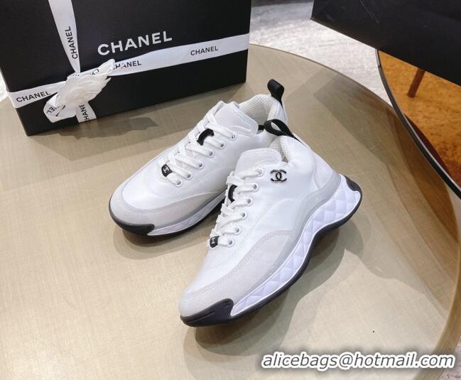 Best Luxury Chanel Nylon and Suede Sneakers G38035 White 2021