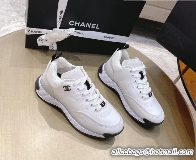 Best Luxury Chanel Nylon and Suede Sneakers G38035 White 2021