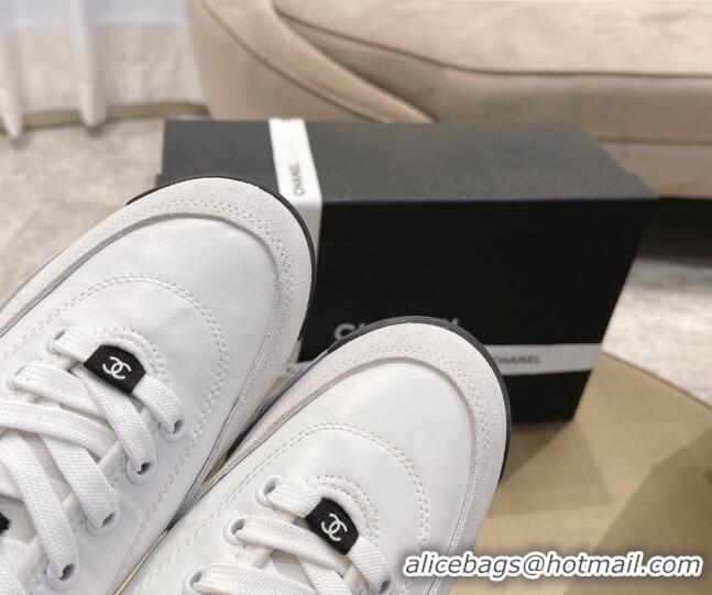 Best Luxury Chanel Nylon and Suede Sneakers G38035 White 2021