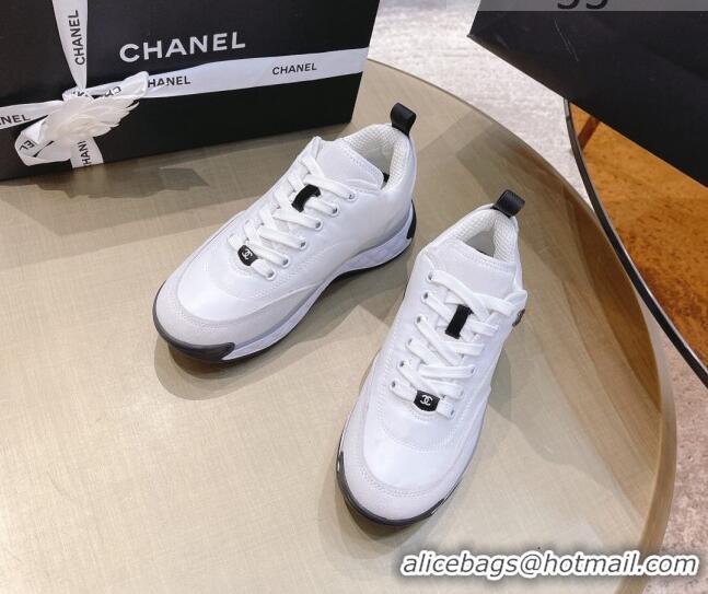 Best Luxury Chanel Nylon and Suede Sneakers G38035 White 2021