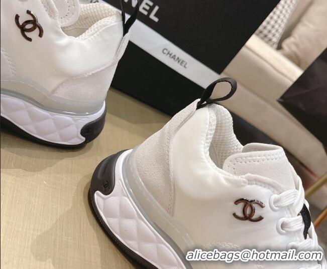 Best Luxury Chanel Nylon and Suede Sneakers G38035 White 2021