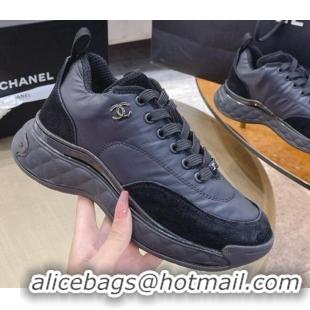 Perfect Chanel Nylon and Suede Sneakers G38035 Black 2021